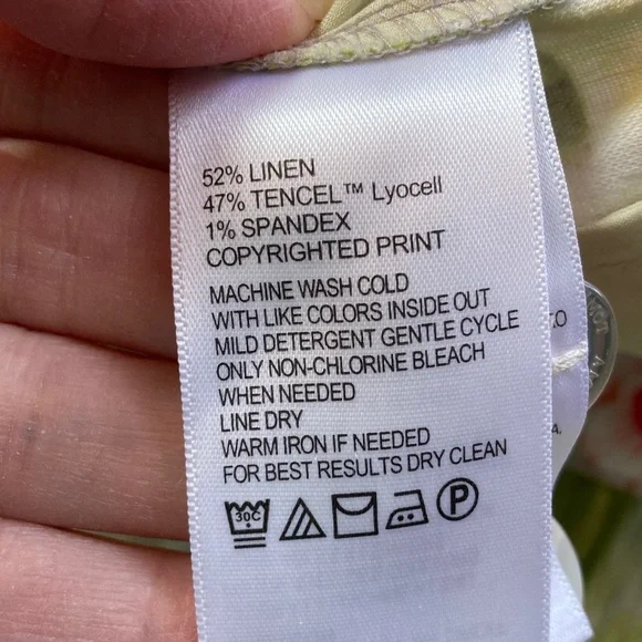 NWOT Tommy Bahama Green & Cream Tropical Linen Blend Trousers - Picture 3 of 7